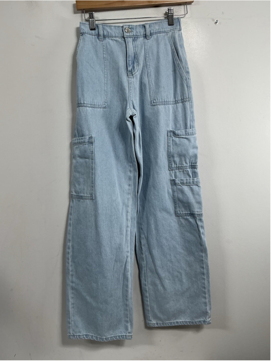 Vanilla Star Pants - Womans Jr Vanilla Star Cargo Blue Jeans Size 0 Elastic At Waist